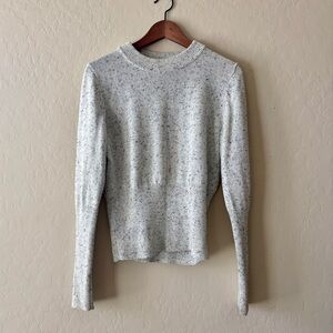 COS speckled sweater with ruched sleeves and waist